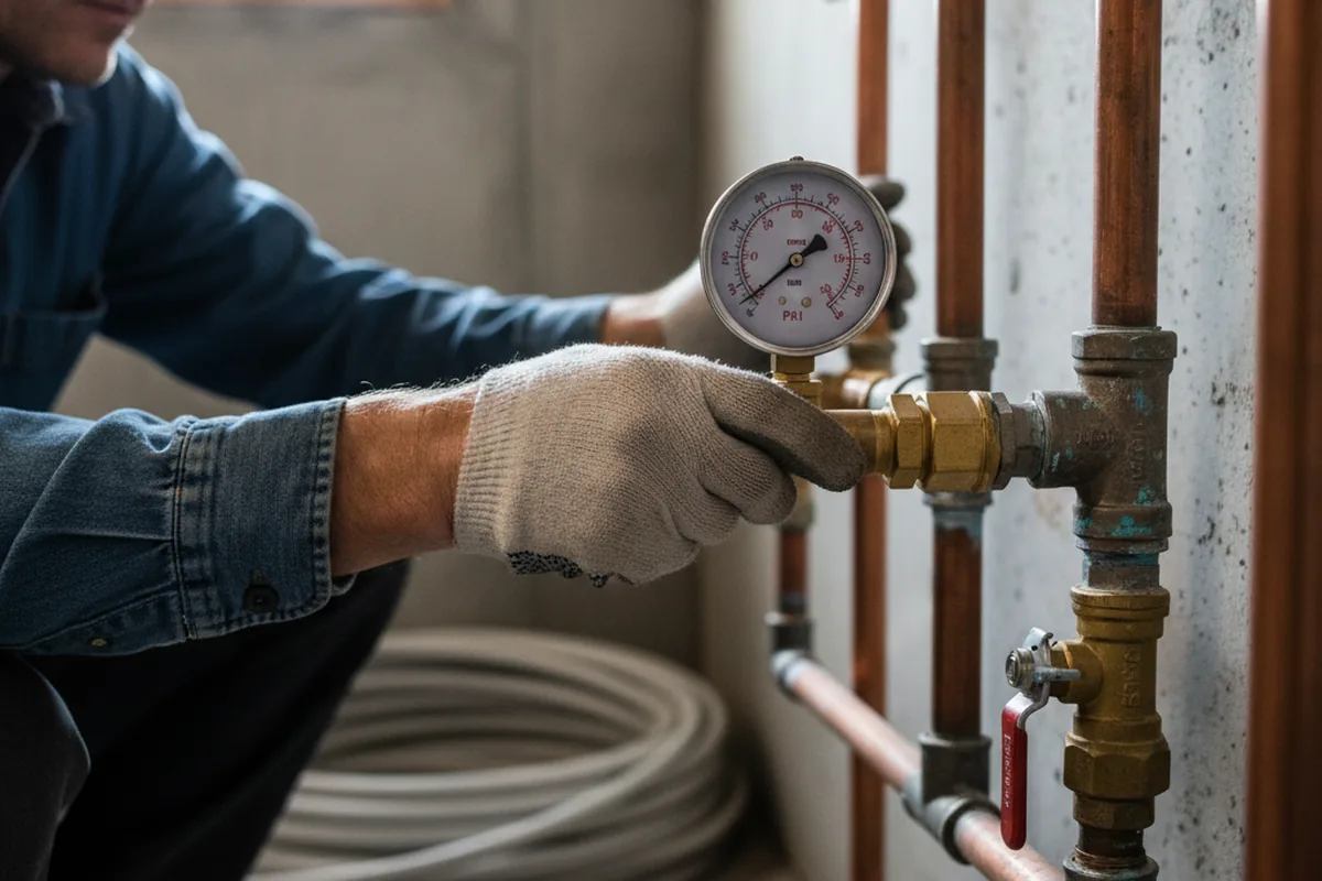 Pressure testing a repaired line during Water Line Repair in Goddard